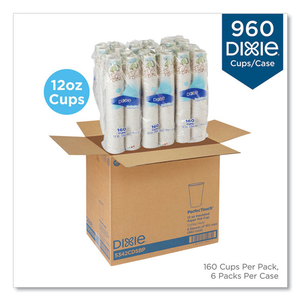 Dixie® PerfecTouch Paper Hot Cups, 12 oz, Coffee Haze Design, 160/Pack, 6 Packs/Carton (DXE5342CDSBP)