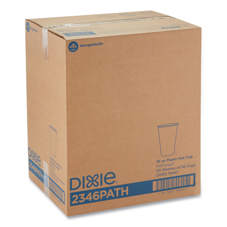 Dixie® Pathways Paper Hot Cups, 16 oz, 50 Sleeve, 20 Sleeves Carton (DXE2346PATH)
