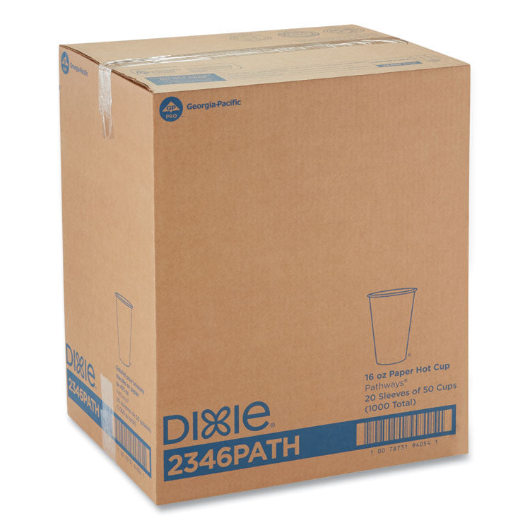 Dixie® Pathways Paper Hot Cups, 16 oz, 50 Sleeve, 20 Sleeves Carton (DXE2346PATH) Case of 1000