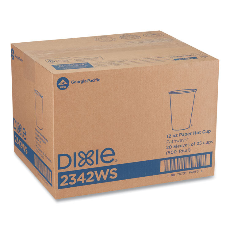 Dixie® Pathways Paper Hot Cups, 12 oz, 25/Bag, 20 Bags/Carton (DXE2342WS) Case of 500