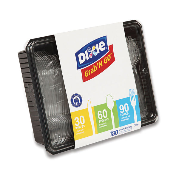 Dixie® Combo Pack, Tray with Clear Plastic Utensils, 90 Forks, 30 Knives, 60 Spoons (DXECH0369DX7PK)