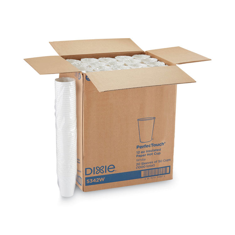 Dixie® PerfecTouch Hot/Cold Cups, 12 oz, White, 50/Bag, 20 Bags/Carton (DXE5342W) Case of 1000