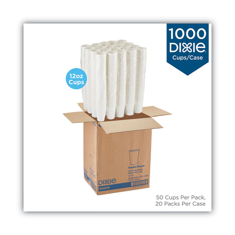 Dixie® PerfecTouch Hot/Cold Cups, 12 oz, White, 50/Bag, 20 Bags/Carton (DXE5342W) Case of 1000