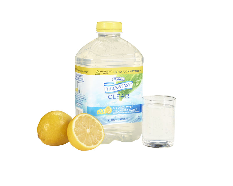 Thick & Easy® Hydrolyte® Thickened Water 46 oz. Bottle Lemon Flavor Liquid IDDSI Level 3 Moderately Thick/Liquidized (732818_CS) 6/CS