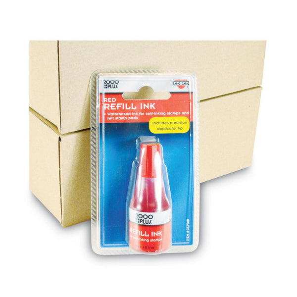 COSCO 2000PLUS® Self-Inking Refill Ink, 0.9 oz. Bottle, Red (COS032960)