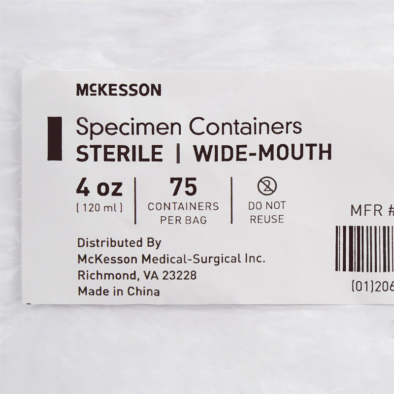 McKesson Specimen Container for Pneumatic Tube Systems 120 mL (4 oz.) Screw Cap Sterile (503927_EA) 1/EA