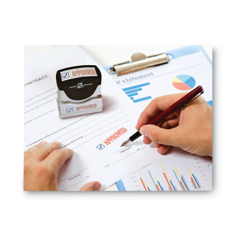 ACCUSTAMP2® Pre-Inked Shutter Stamp, Red/Blue, APPROVED, 1.63 x 0.5 (COS035525) Each