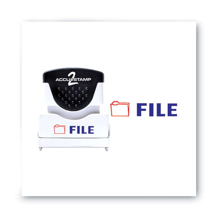 ACCUSTAMP2® Pre-Inked Shutter Stamp, Red/Blue, FILE, 1.63 x 0.5 (COS035534) Each