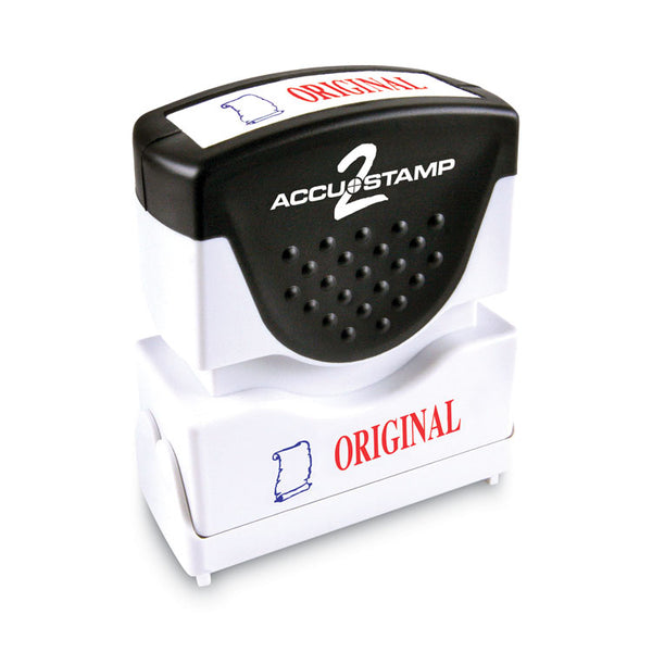 ACCUSTAMP2® Pre-Inked Shutter Stamp, Red/Blue, ORIGINAL, 1.63 x 0.5 (COS035540) Each