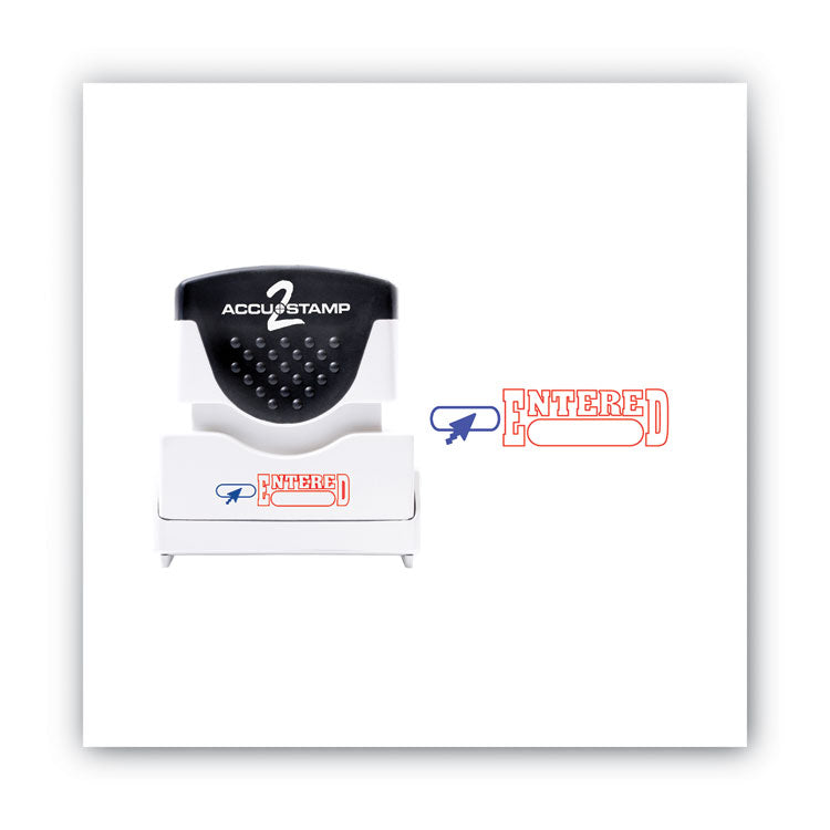 ACCUSTAMP2® Pre-Inked Shutter Stamp, Red/Blue, ENTERED, 1.63 x 0.5 (COS035544) Each