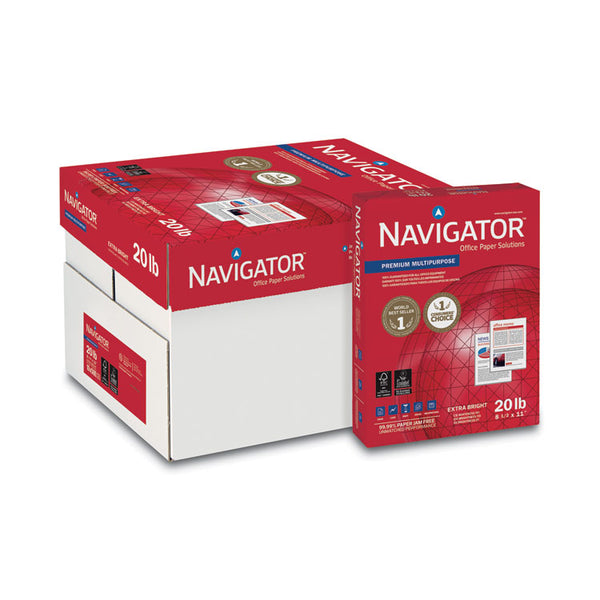 Navigator® Premium Multipurpose Copy Paper, 97 Bright, 20 lb Bond Weight, 8.5 x 11, White, 500 Sheets/Ream, 10 Reams/Carton (SNANMP1120)