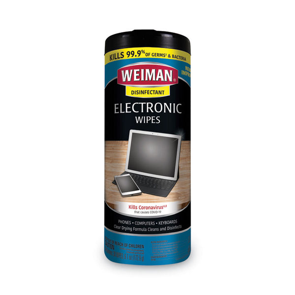 WEIMAN® E-tronic Wipes, 1-Ply, 7 x 8, White, 30/Canister, 4 Canisters/Carton (WMN93ACT)