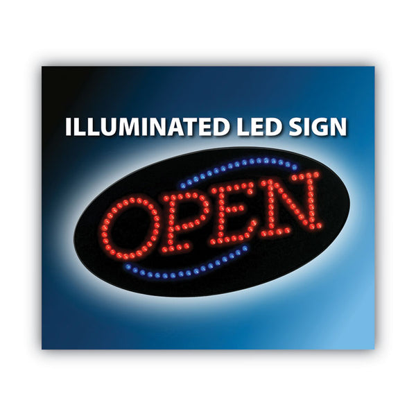 COSCO LED OPEN Sign, 10.5 x 20.13, Red and Blue Graphics (COS098099)