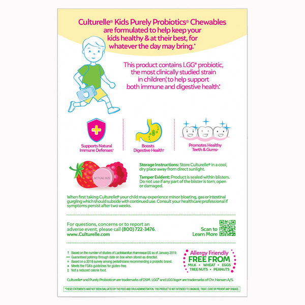 Culturelle® Pediatric Probiotic Dietary Supplement 30 per Box Chewable Tablet (1268948_BX) 1/BX