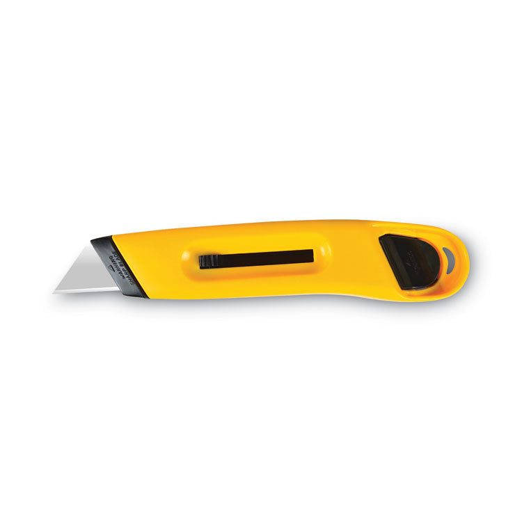 COSCO Plastic Utility Knife with Retractable Blade and Snap Closure, 6" Plastic Handle, Yellow (COS091467) Each