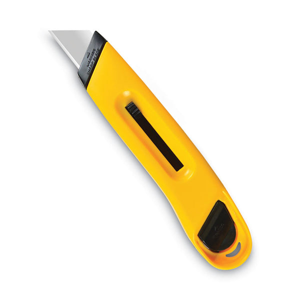 COSCO Plastic Utility Knife with Retractable Blade and Snap Closure, 6" Plastic Handle, Yellow (COS091467) Each