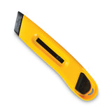 COSCO Plastic Utility Knife with Retractable Blade and Snap Closure, 6" Plastic Handle, Yellow (COS091467) Each