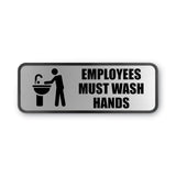 COSCO Brushed Metal Office Sign, Employees Must Wash Hands, 9 x 3, Silver (COS098205)