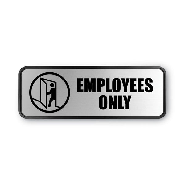 COSCO Brushed Metal Office Sign, Employees Only, 9 x 3, Silver (COS098206) Each