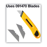 COSCO Plastic Utility Knife with Retractable Blade and Snap Closure, 6" Plastic Handle, Yellow (COS091467) Each