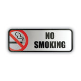 COSCO Brush Metal Office Sign, No Smoking, 9 x 3, Silver/Red (COS098207) Each