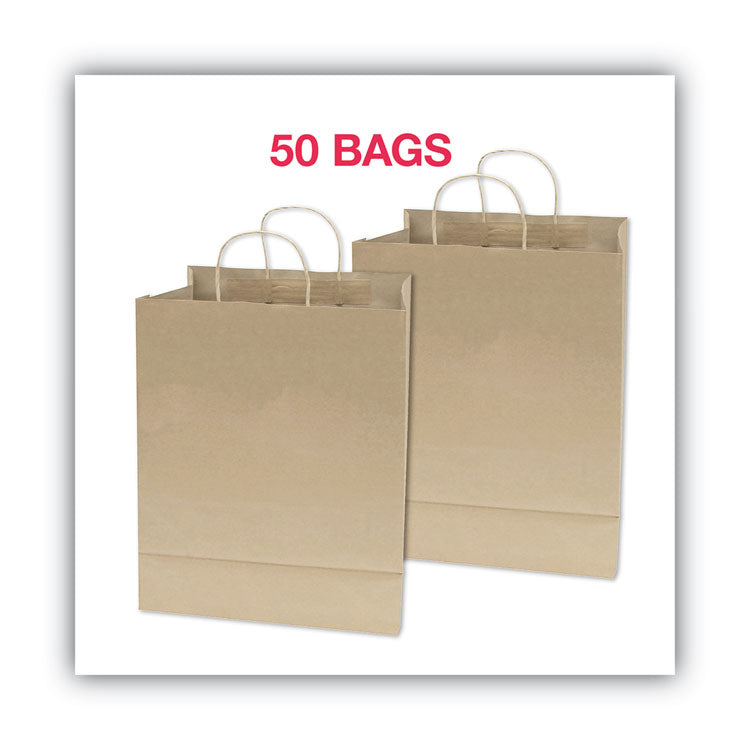 COSCO Premium Shopping Bag, 10" x 4.5" x 13", Brown Kraft, 50/Box (COS091565)