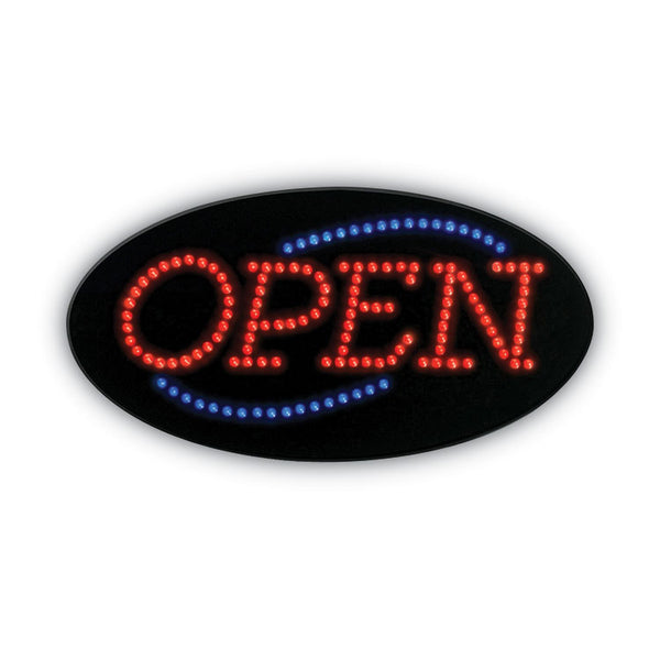 COSCO LED OPEN Sign, 10.5 x 20.13, Red and Blue Graphics (COS098099)