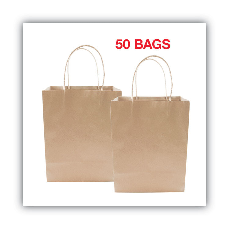 COSCO Premium Shopping Bag, 8" x 4" x 10.25", Brown Kraft, 50/Box (COS098375)