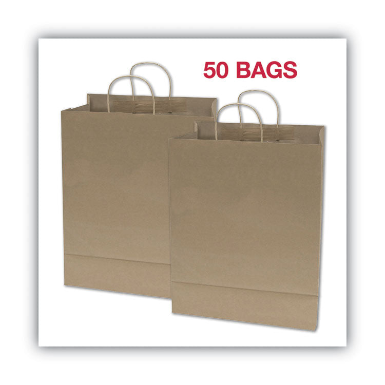 COSCO Premium Shopping Bag, 12" x 6.5" x 17", Brown Kraft, 50/Box (COS091566)