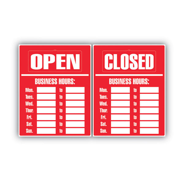 COSCO Business Hours Sign Kit, 15 x 19, Red (COS098072) Each