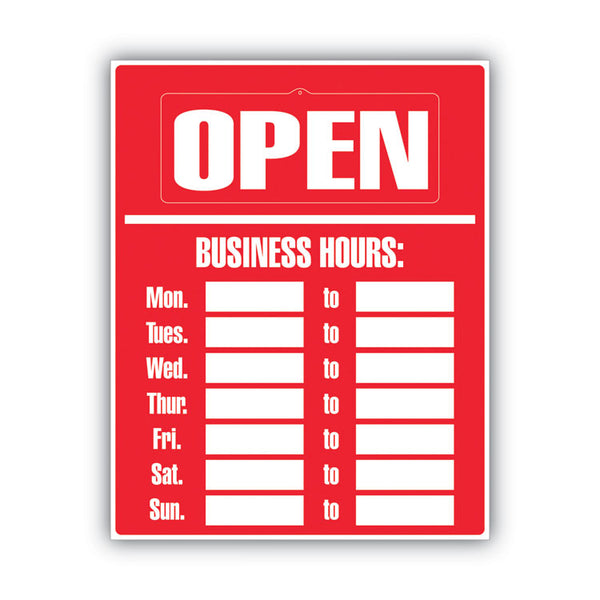 COSCO Business Hours Sign Kit, 15 x 19, Red (COS098072) Each