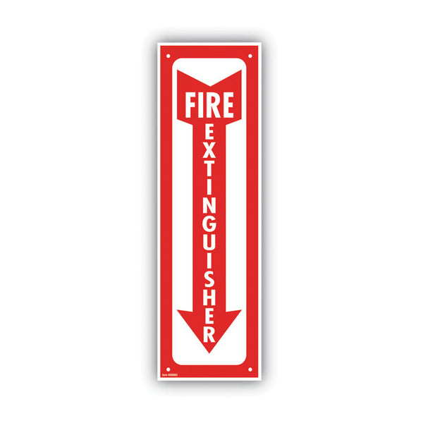 COSCO Glow-In-The-Dark Safety Sign, Fire Extinguisher, 4 x 13, Red (COS098063)