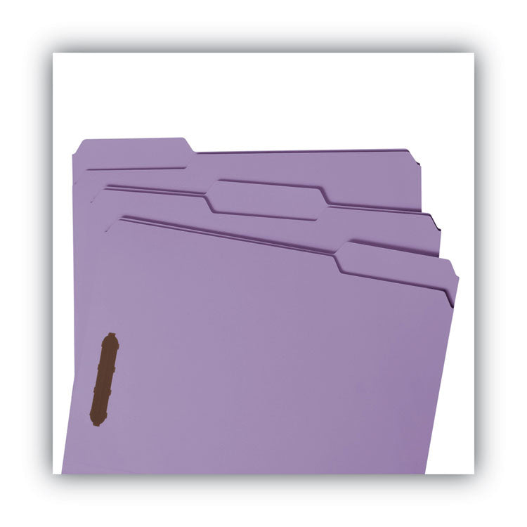 Smead™ Top Tab Colored Fastener Folders, 0.75" Expansion, 2 Fasteners, Letter Size, Lavender Exterior, 50/Box (SMD12440)