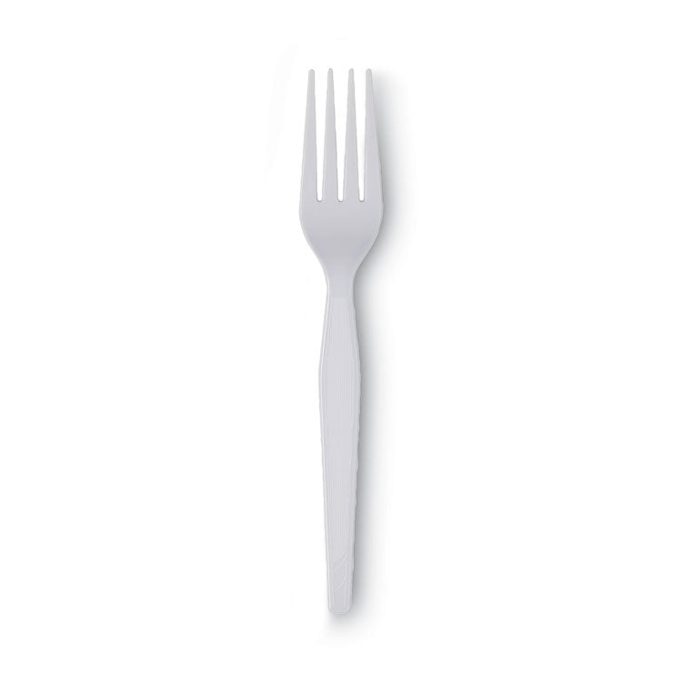 Dixie® Plastic Cutlery, Heavyweight Forks, White, 1,000/Carton (DXEFH207CT)