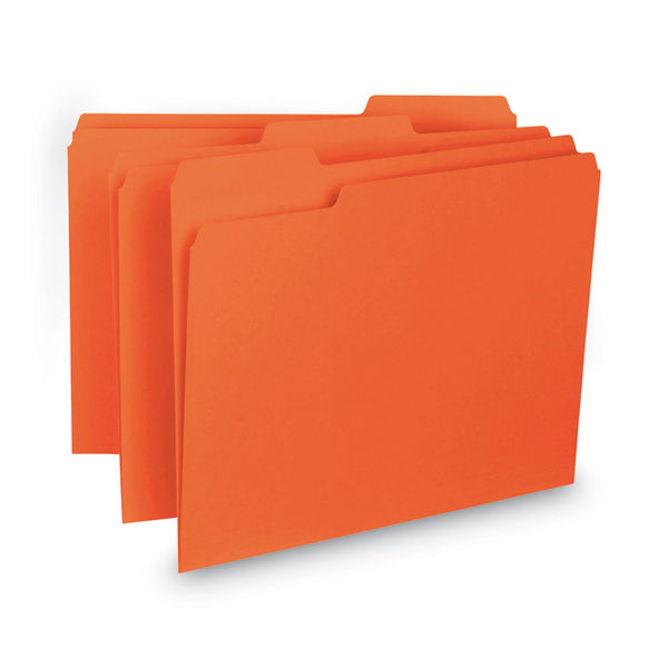 Smead™ Interior File Folders, 1/3-Cut Tabs: Assorted, Letter Size, 0.75" Expansion, Orange, 100/Box (SMD10259)