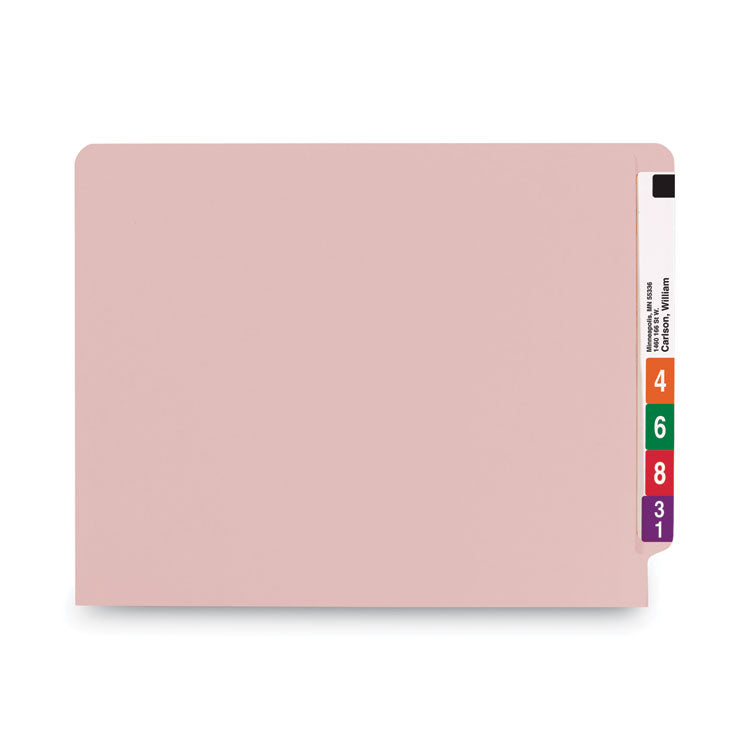 Smead™ Shelf-Master Reinforced End Tab Colored Folders, Straight Tabs, Letter Size, 0.75" Expansion, Pink, 100/Box (SMD25610)