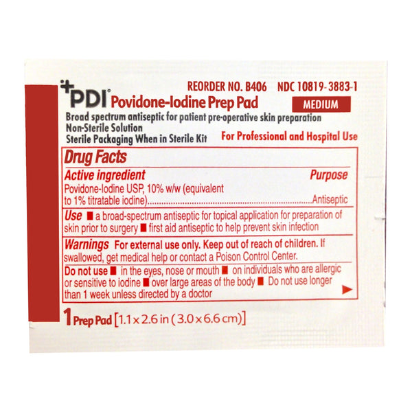 PDI® PVP Prep Pad 10% Strength Povidone-Iodine Individual Packet Medium NonSterile (131912_BX) 100/BX