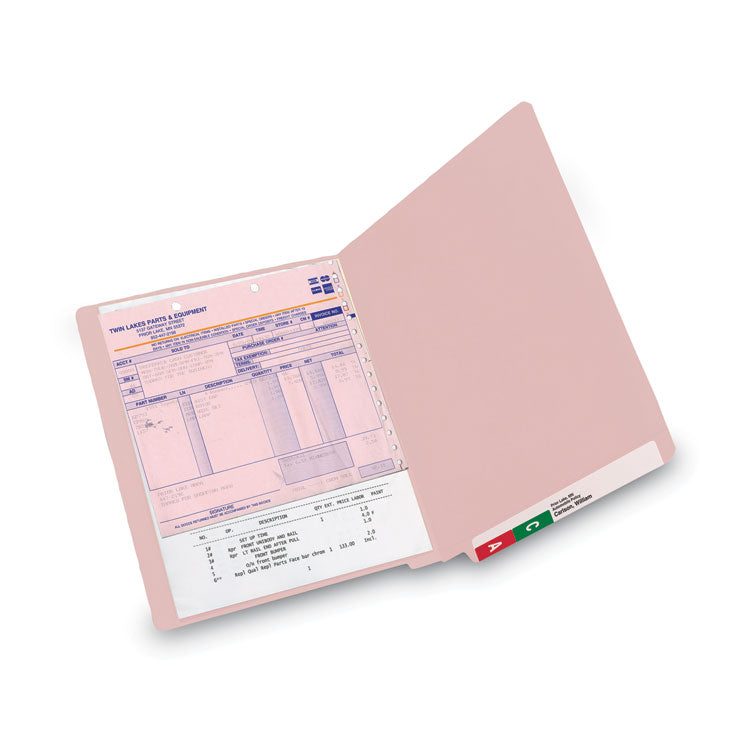 Smead™ Shelf-Master Reinforced End Tab Colored Folders, Straight Tabs, Letter Size, 0.75" Expansion, Pink, 100/Box (SMD25610)