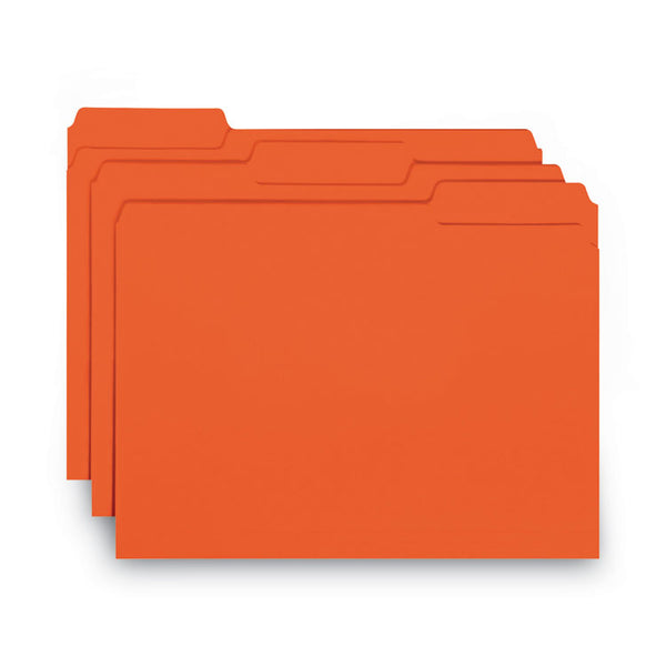 Smead™ Interior File Folders, 1/3-Cut Tabs: Assorted, Letter Size, 0.75" Expansion, Orange, 100/Box (SMD10259)