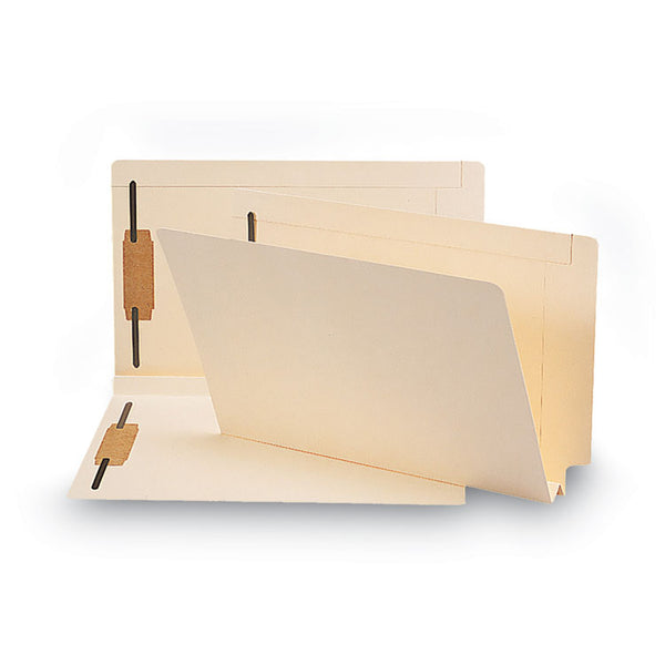 Smead™ End Tab W-Fold Fastener Folders with Reinforced Tabs, 1.5" Expansion, 2 Fasteners, Legal Size, Manila, 50/Box (SMD37276)