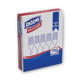 Dixie® Plastic Cutlery, Heavyweight Forks, White, 100/Box (DXEFH207)