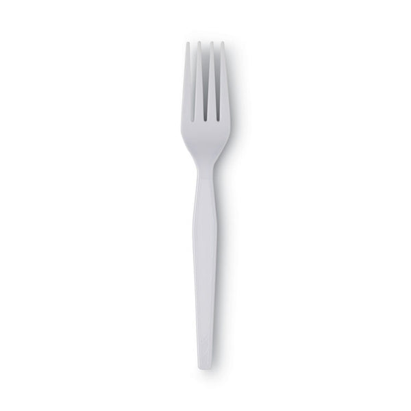 Dixie® Plastic Cutlery, Heavyweight Forks, White, 100/Box (DXEFH207)