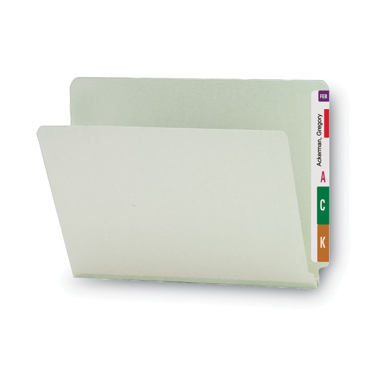 Smead™ Extra-Heavy Recycled Pressboard End Tab Folders, Straight Tabs, Letter Size, 1" Expansion, Gray-Green, 25/Box (SMD26200)