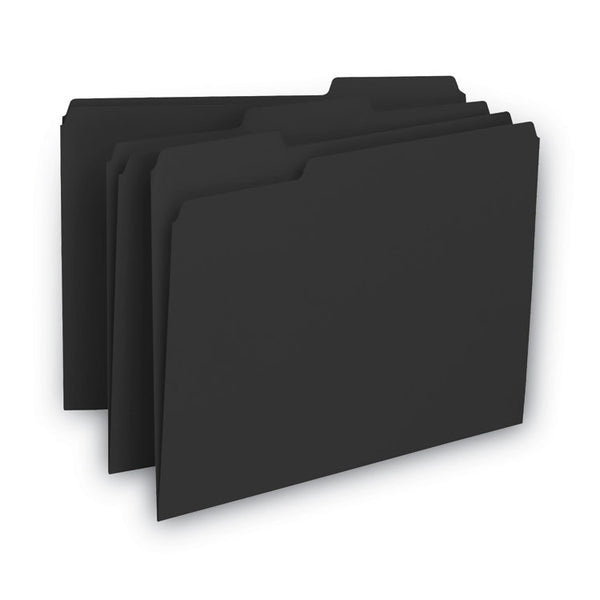 Smead™ Interior File Folders, 1/3-Cut Tabs: Assorted, Letter Size, 0.75" Expansion, Black/Gray, 100/Box (SMD10243)