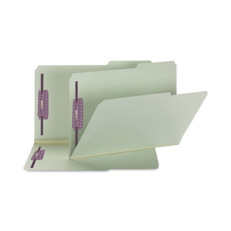 Smead™ Recycled Pressboard Folders, Two SafeSHIELD Coated Fasteners, 2/5-Cut: Right, 2" Expansion, Legal Size, Gray-Green, 25/Box (SMD19920)