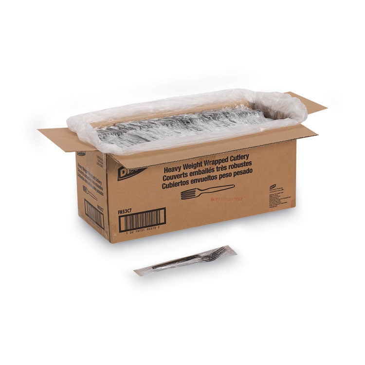 Dixie® Individually Wrapped Heavyweight Forks, Polystyrene, Black, 1,000/Carton (DXEFH53C7) Case of 1000