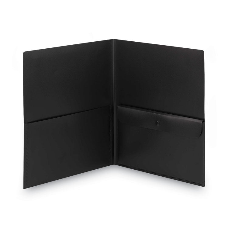 Smead™ Poly Two-Pocket Folder with Snap Closure Security Pocket, 100-Sheet Capacity, 11 x 8.5, Black, 5/Pack (SMD87700)
