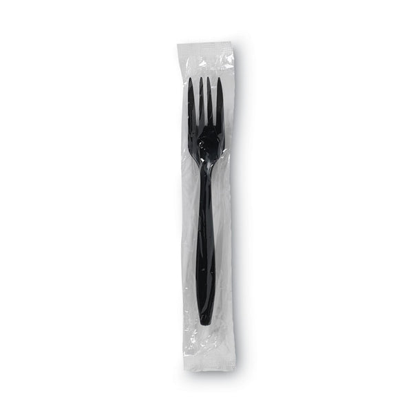 Dixie® Individually Wrapped Heavyweight Forks, Polypropylene, Black, 1,000/Carton (DXEPFH53C)