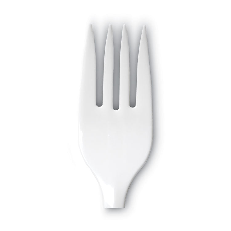 Dixie® Plastic Cutlery, Mediumweight Forks, White, 1,000/Carton (DXEPFM21)