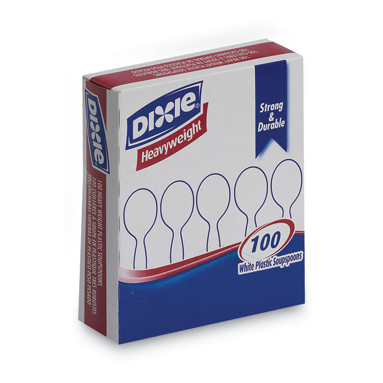 Dixie® Plastic Cutlery, Heavyweight Soup Spoons, White, 100/Box (DXESH207)